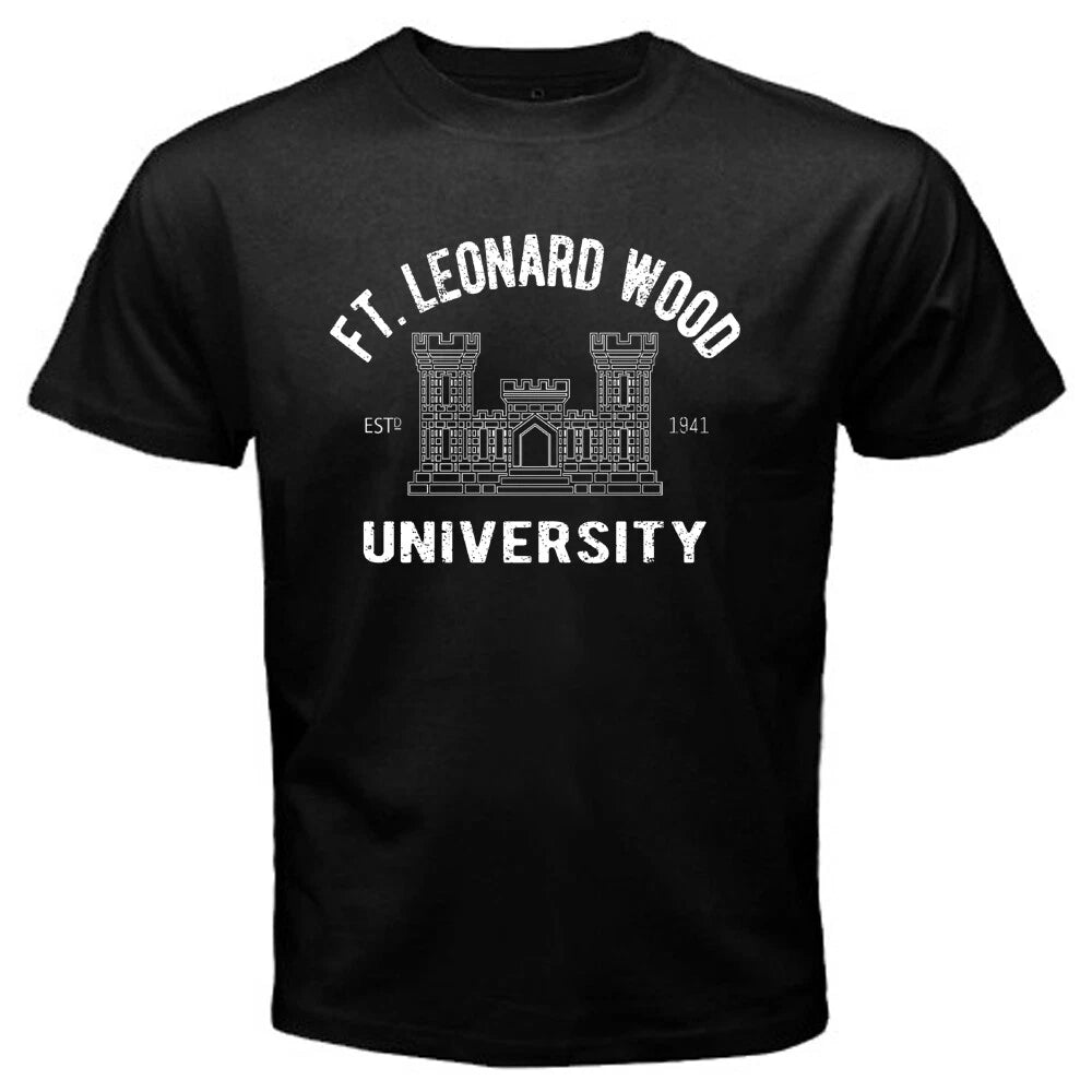 US Army Engineer Fort Leonard Wood University Men's Black Size S to 5XL