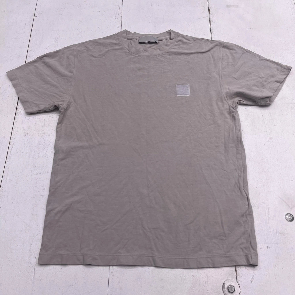 Stone Island Shirt Mens Medium Gray Logo Patch Tee Made In Italy Cotton Jersey