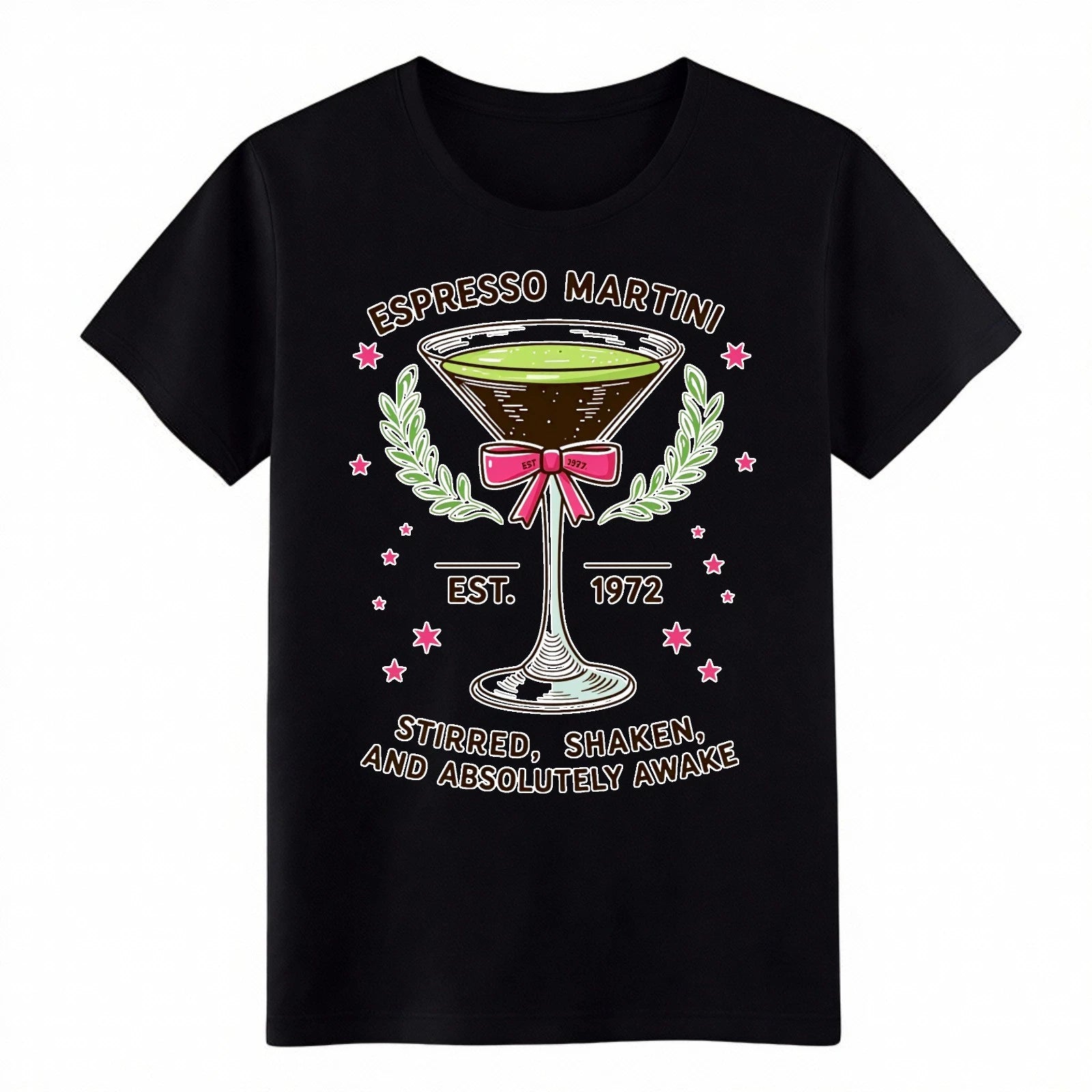Espresso Martini EST.1972 T-Shirt, Stirred Shaken Awake Cocktail Tee