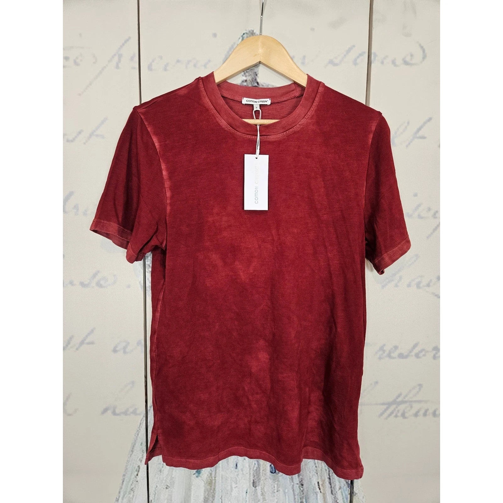Cotton Citizen Mens Standard Tee Crimson Red Hand Dyed Slub Cotton T-Shirt S NEW