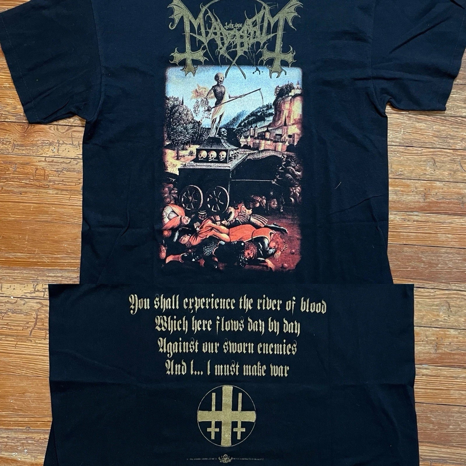Vintage 90s Mayhem Shirt Size XL Black Metal Band Tour Norway Death Satan Blood