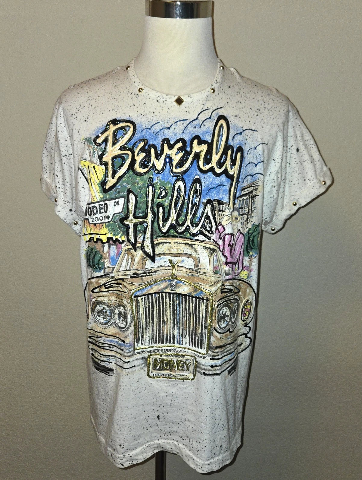 Vintage 80s 1987 BEVERLY HILLS Tony Alamo Rolls Royce Designs Shirt Sz M