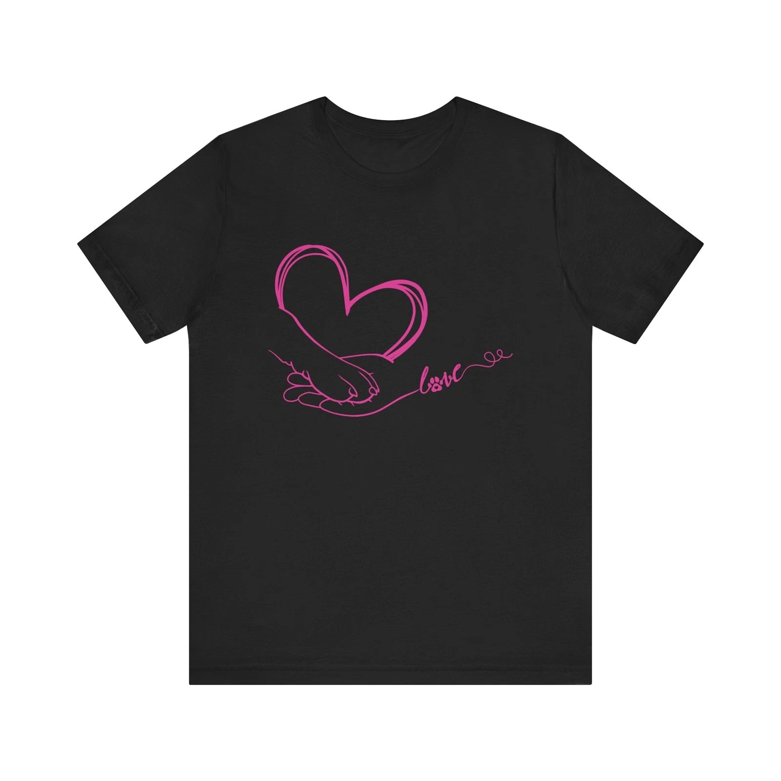 Minimalist Hand and Paw Heart Tee for Dog Cat Lovers Valentine Gift Pet T-Shirt