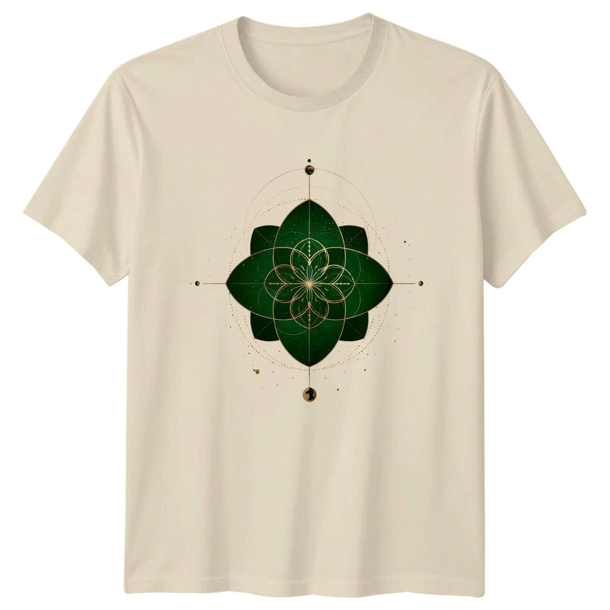 Emerald Green Sacred Geometry Celestial T-Shirt Spiritual Symbol Esoteric Art