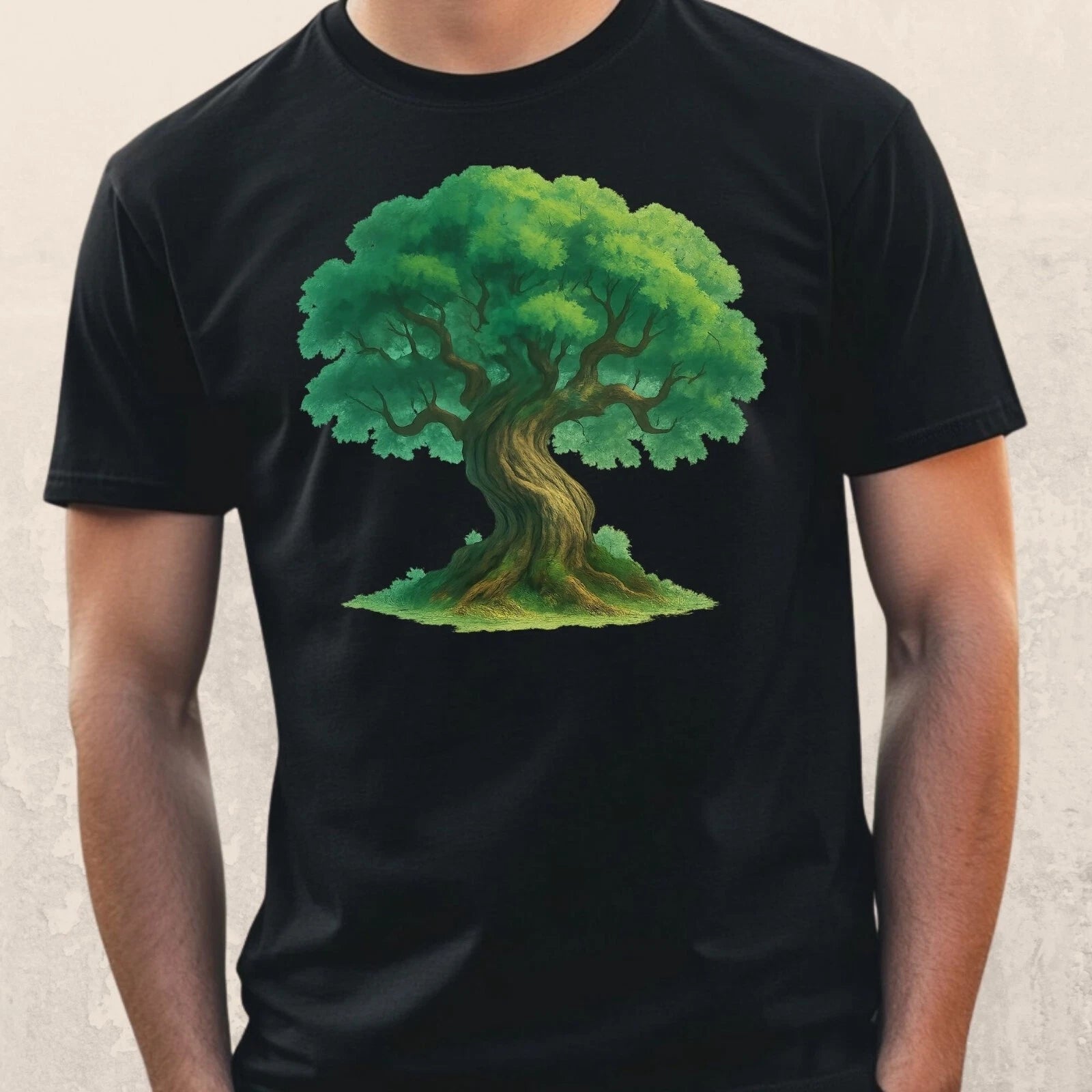 Mens Fantasy Tree Motif Cotton T-Shirt Size XS to 5XL