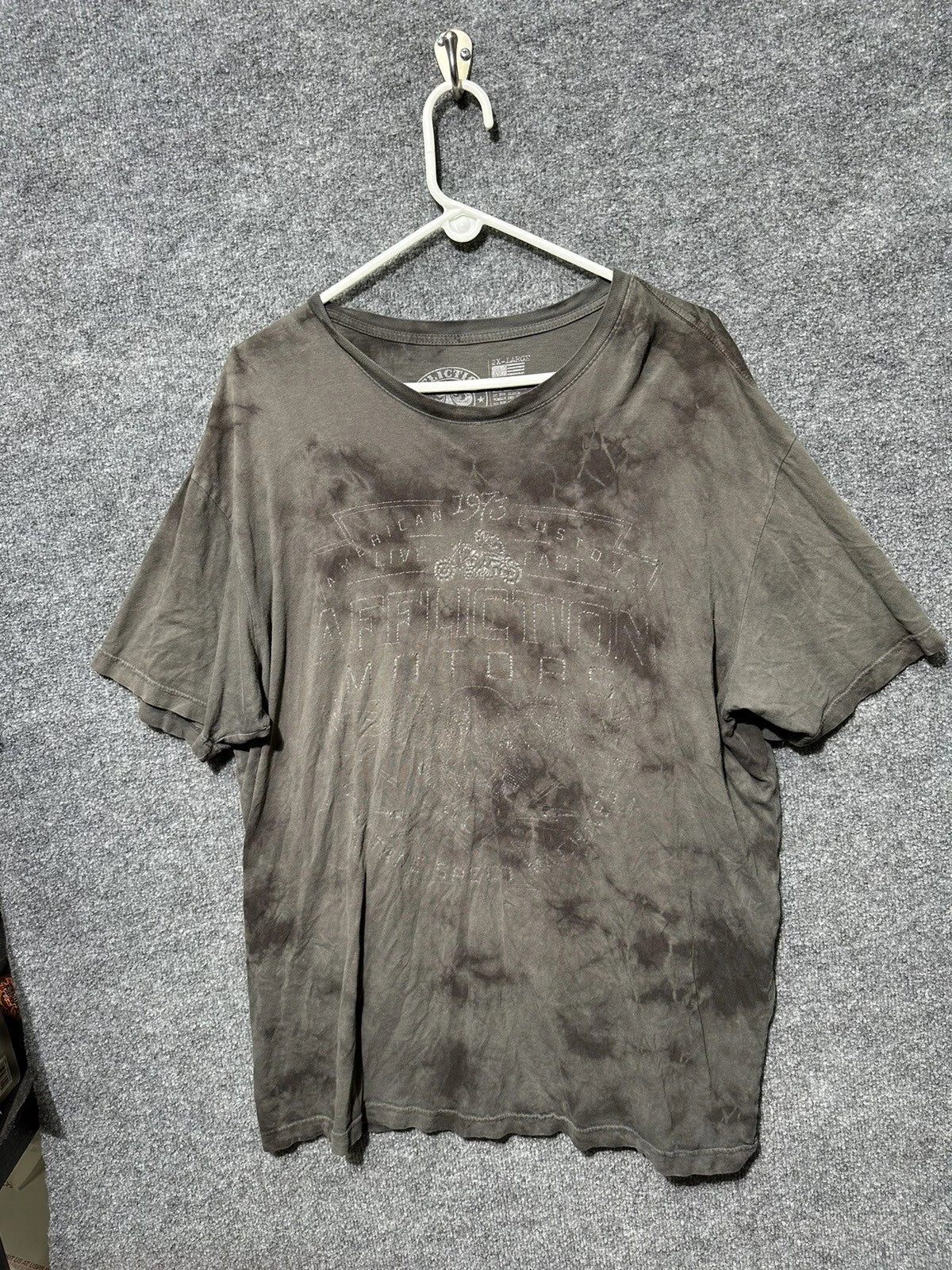 Affliction Motors T Shirt Mens 2XL XXL Distressed Skull Gray Cyber Goth Mall