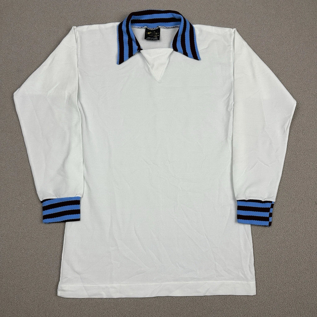 Vtg 80s Star Aston Villa Football Soccer Shirt Collar Jersey L/S White England M