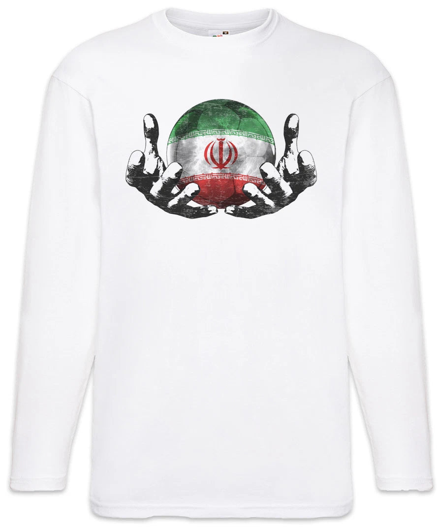 Iran Football Magic Ball Men Long Sleeve T-Shirt Iranian Soccer Flag World