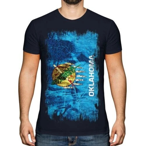 OKLAHOMA STATE GRUNGE FLAG MENS T-SHIRT TEE TOP OKLAHOMAN SHIRT JERSEY GIFT