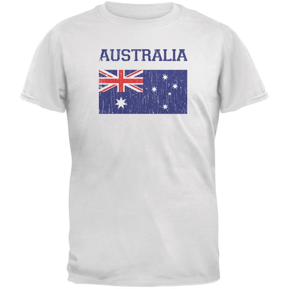 World Cup Distressed Flag Australia White Adult T-Shirt