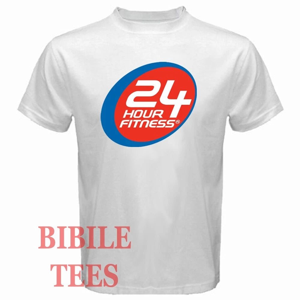 24 Hours Fitness Gym Men's White Size S to 5XL