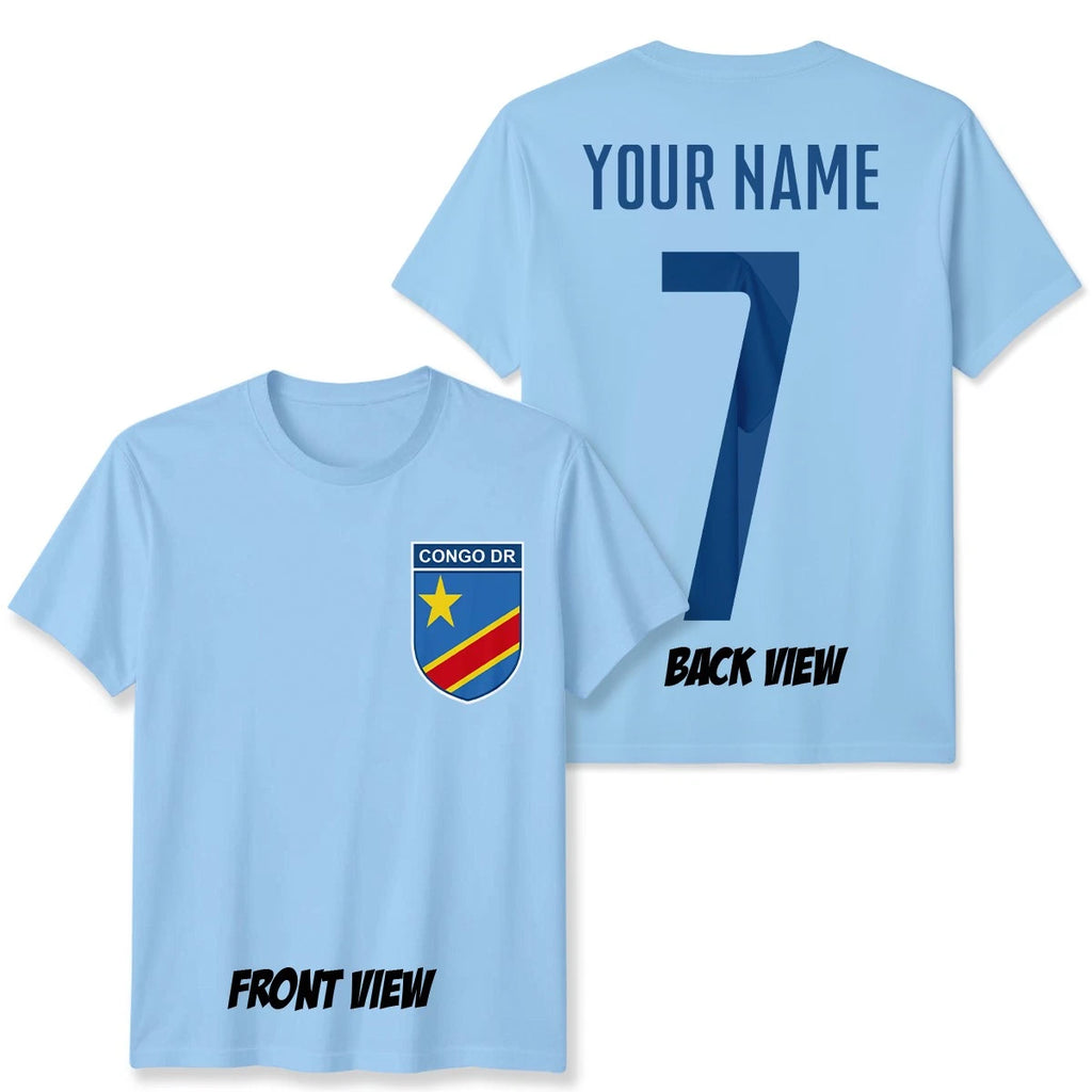 Personalised Congo DR Football Unisex Kids T-Shirt Name Number Tee #WC