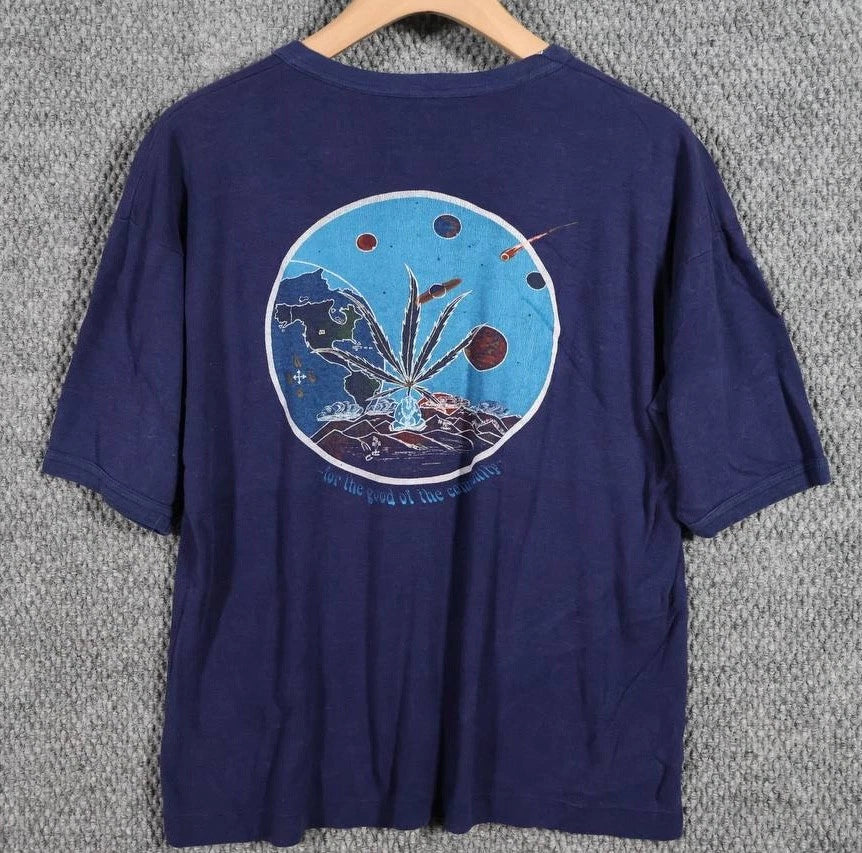 Vintage 80s Weed Shrooms Meditation Ultra Rare T-Shirt L Colorado's Bong-A-Thon