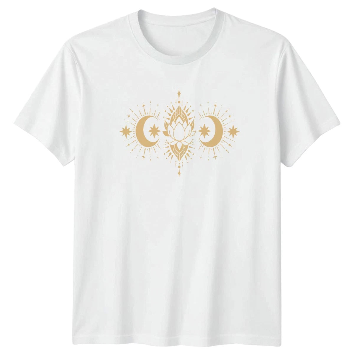 Celestial Lunar Lotus Flower Yoga Women T-Shirt Mysticism Spirituality Boho Chic