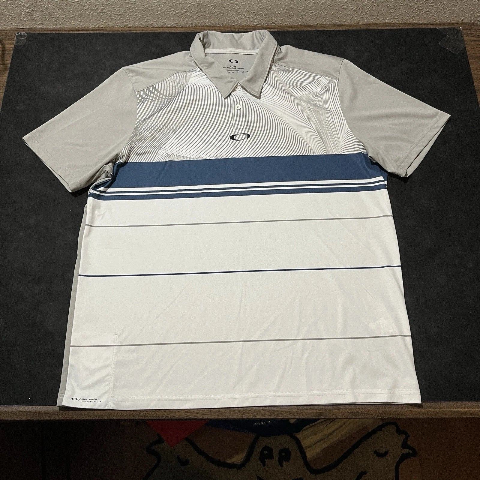 Oakley Golf Vintage Shirt Skull Tag Polo Striped Grunge Gorpcore Software 90s