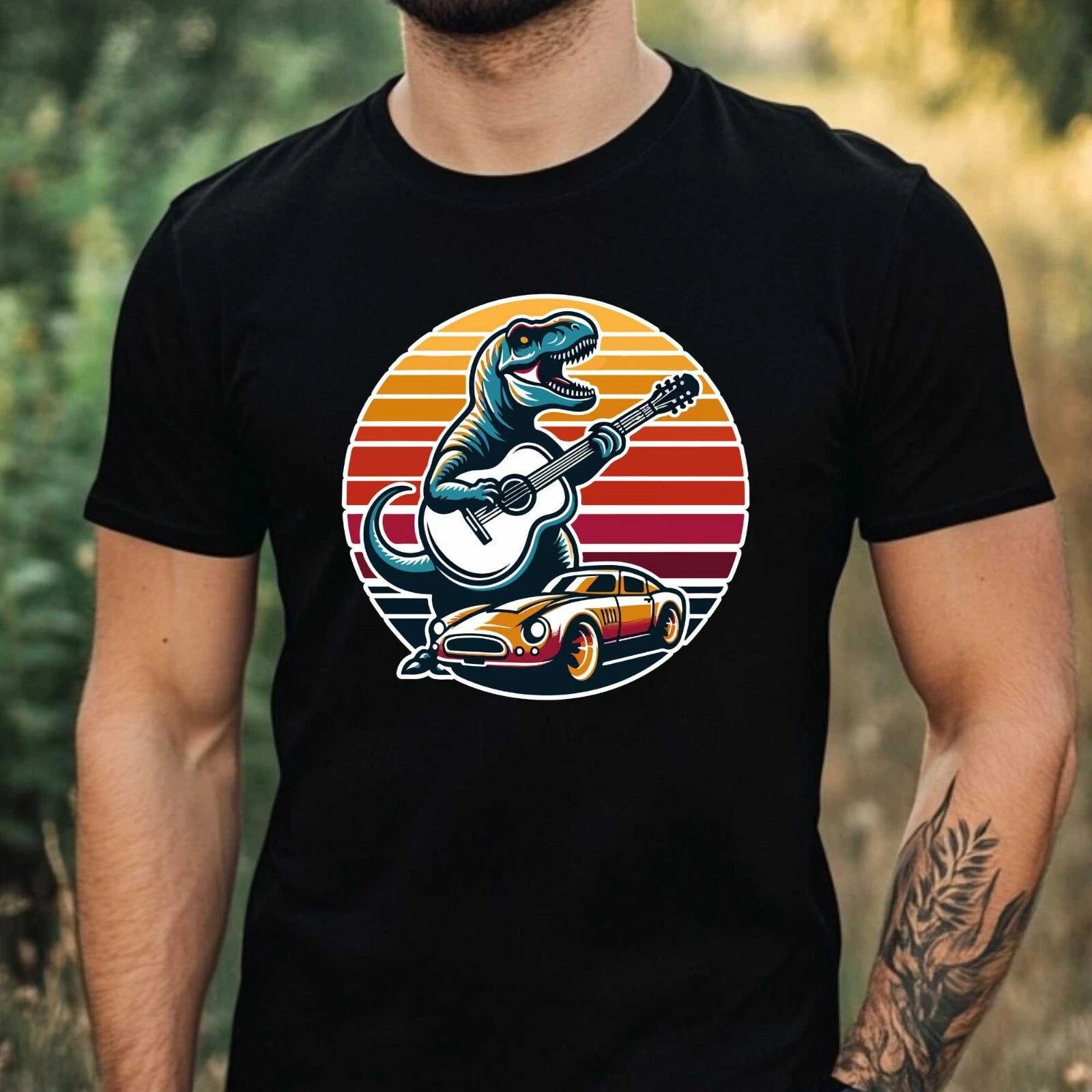 Mens Funny T-Shirt T-Rex Motif Cotton Size XS to 5XL