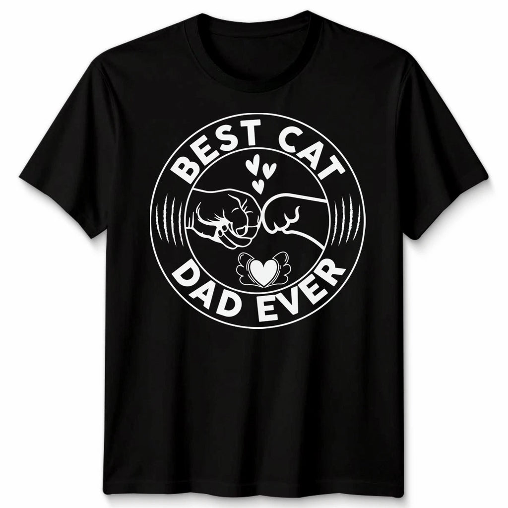 Best Cat Dad Ever Mens T Shirt Cat Paw Fist Bump Graphic Tee