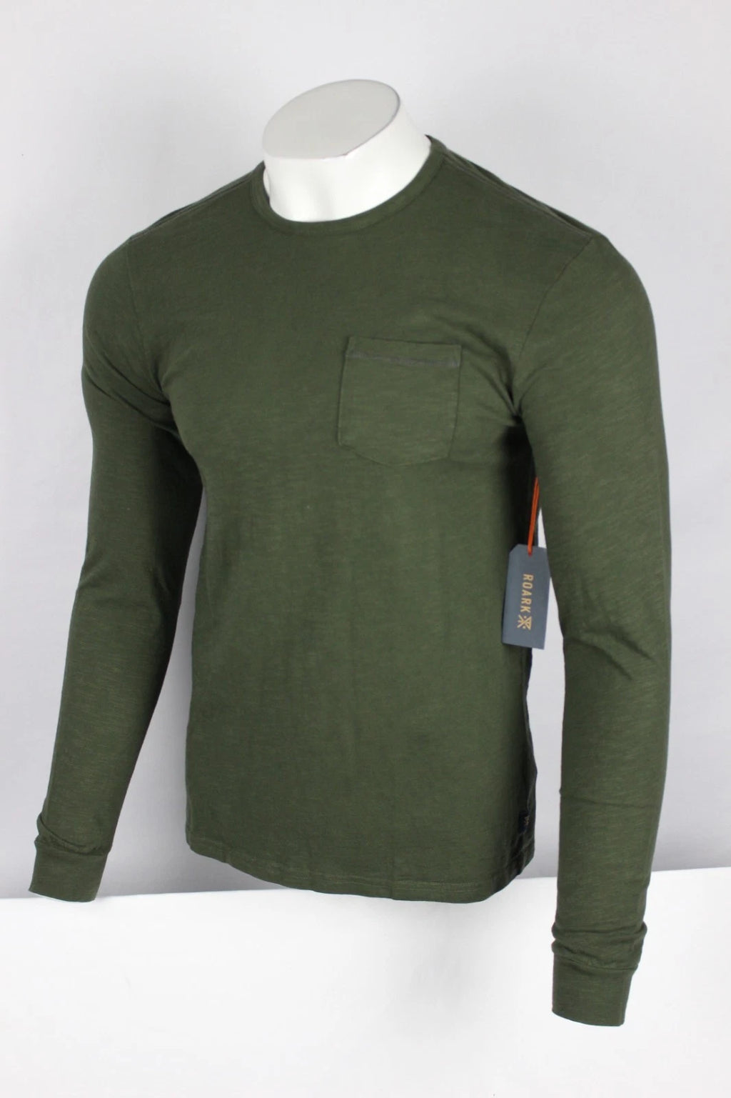 Roark Men's Well Worn Midweight Pocket Tee Long Sleeve Shirt S Small Green