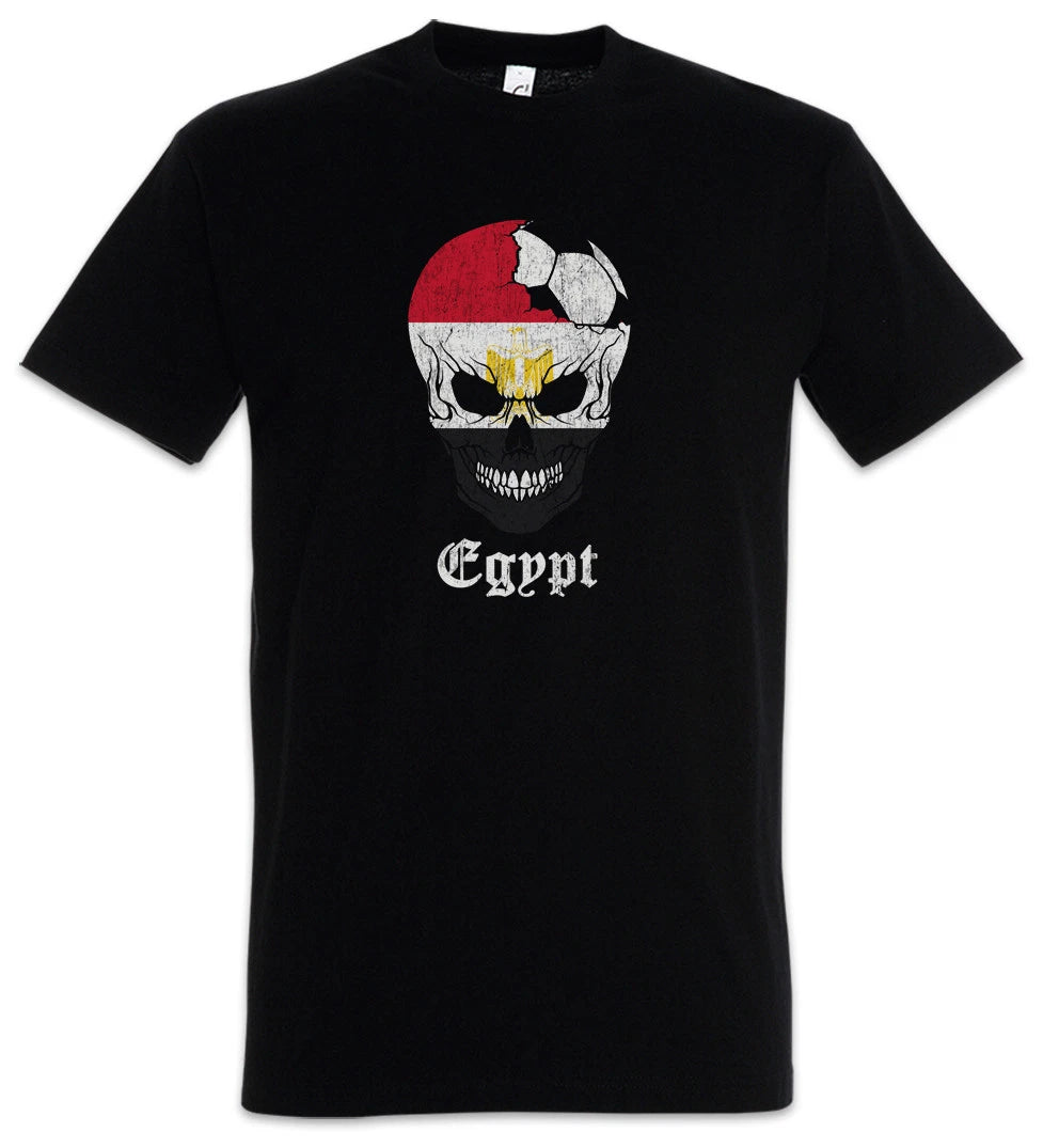Egypt Football Skull I T-Shirt egyptian Soccer Flag Banner World Championship