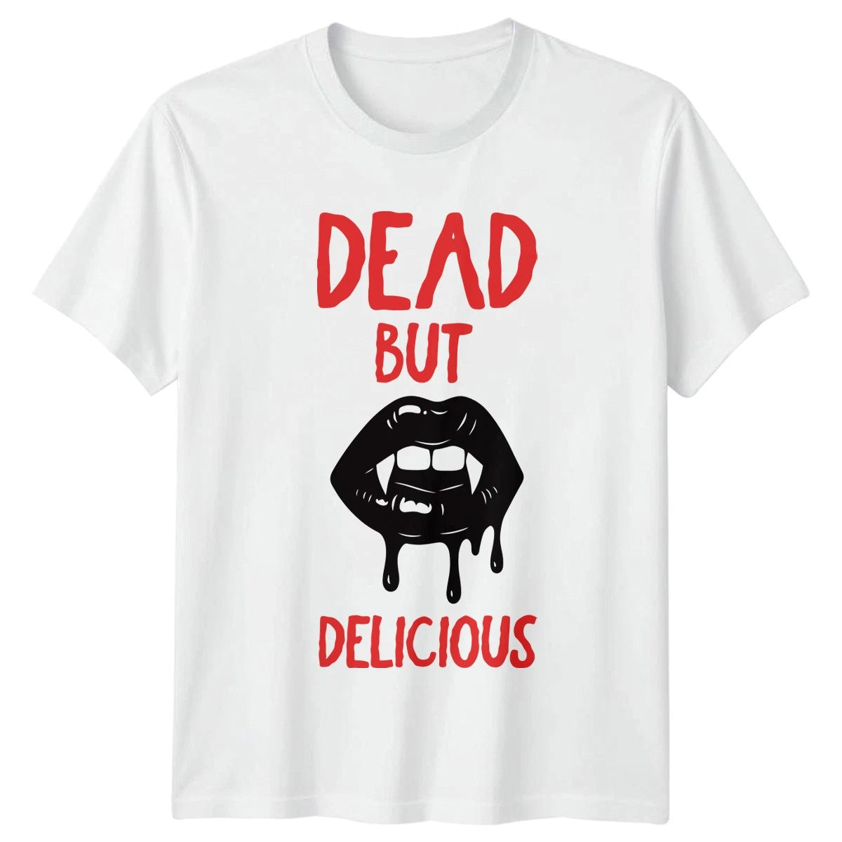 Dead But Delicious Vampire Halloween Mens Womens Graphic Unisex Tee