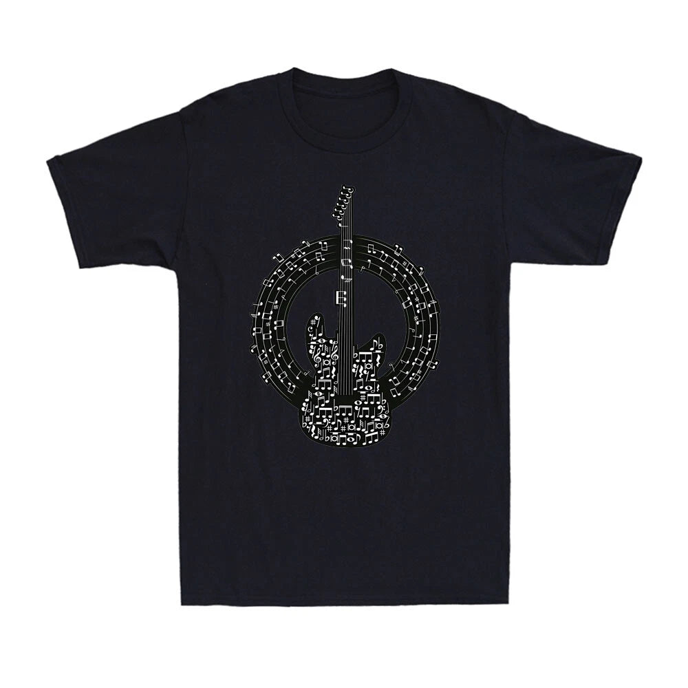 Guitar Notes Electric Guitarist Player Rock Musician Men's Cotton T-Shirt