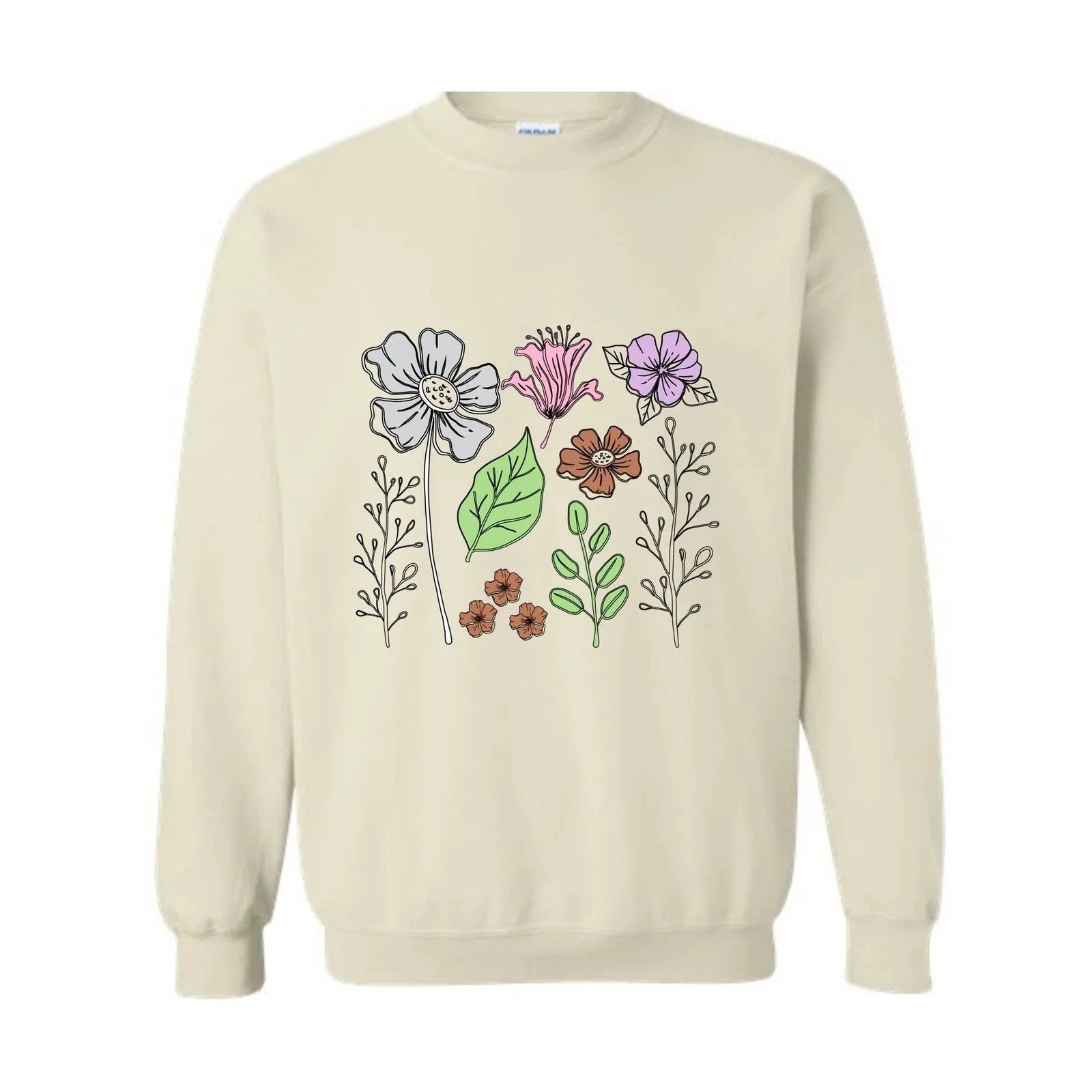 Boho Flower Sweatshirt Flowers Lovers Sweater Women Floral Minimalist Sweater Fl