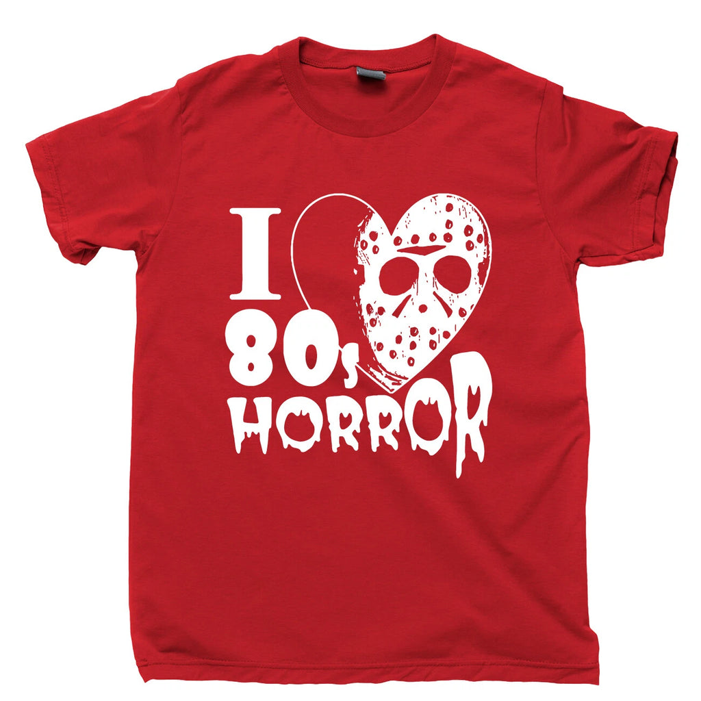 I Love 80s Horror Movies T Shirt Halloween Jason Voorhees Zombie DVD Blu Ray Tee
