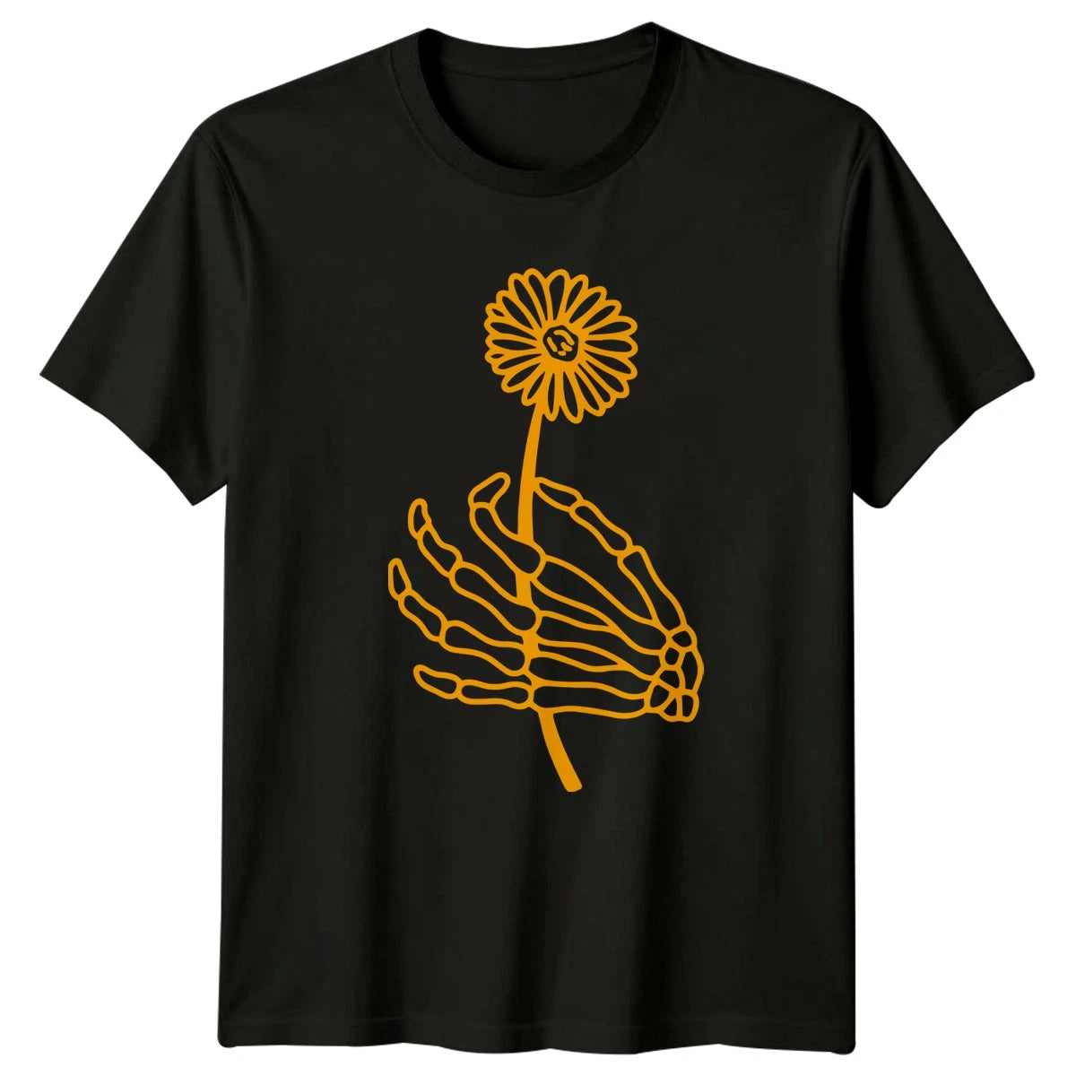 Holding Flower Skeleton Womens T-Shirt Gothic