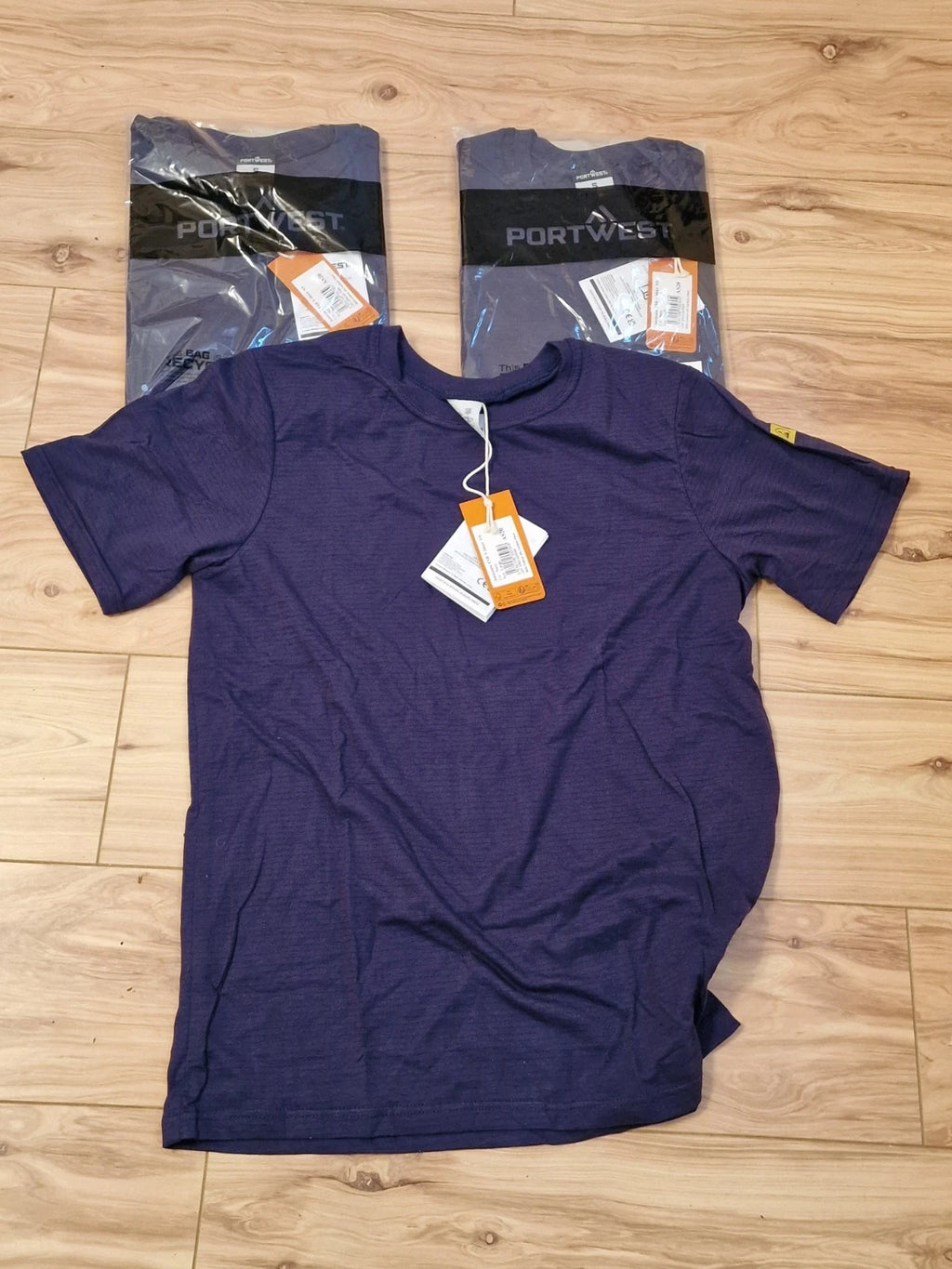 Three Portwest Large Antistatic T-shirts