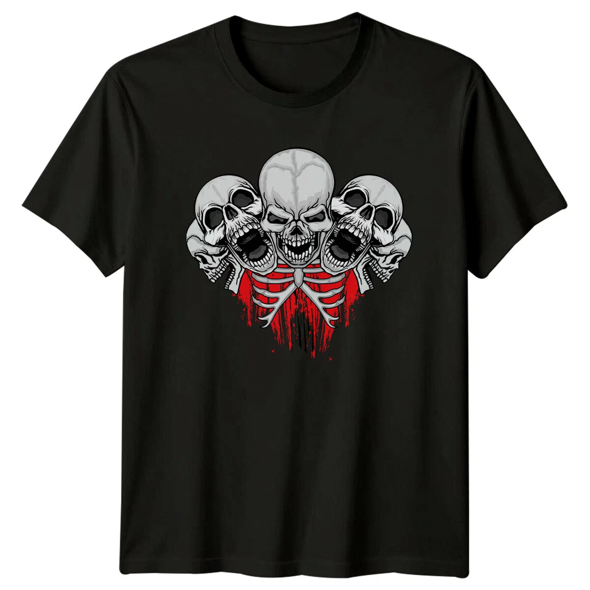 Skulls Ribcage Occult Mens T-Shirt Womens Graphic Tee Gothic Unisex Top