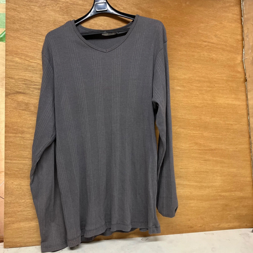 NATURAL RESEARCH Ribbed Long Sleeve V Neck Shirt XL Gray Japan