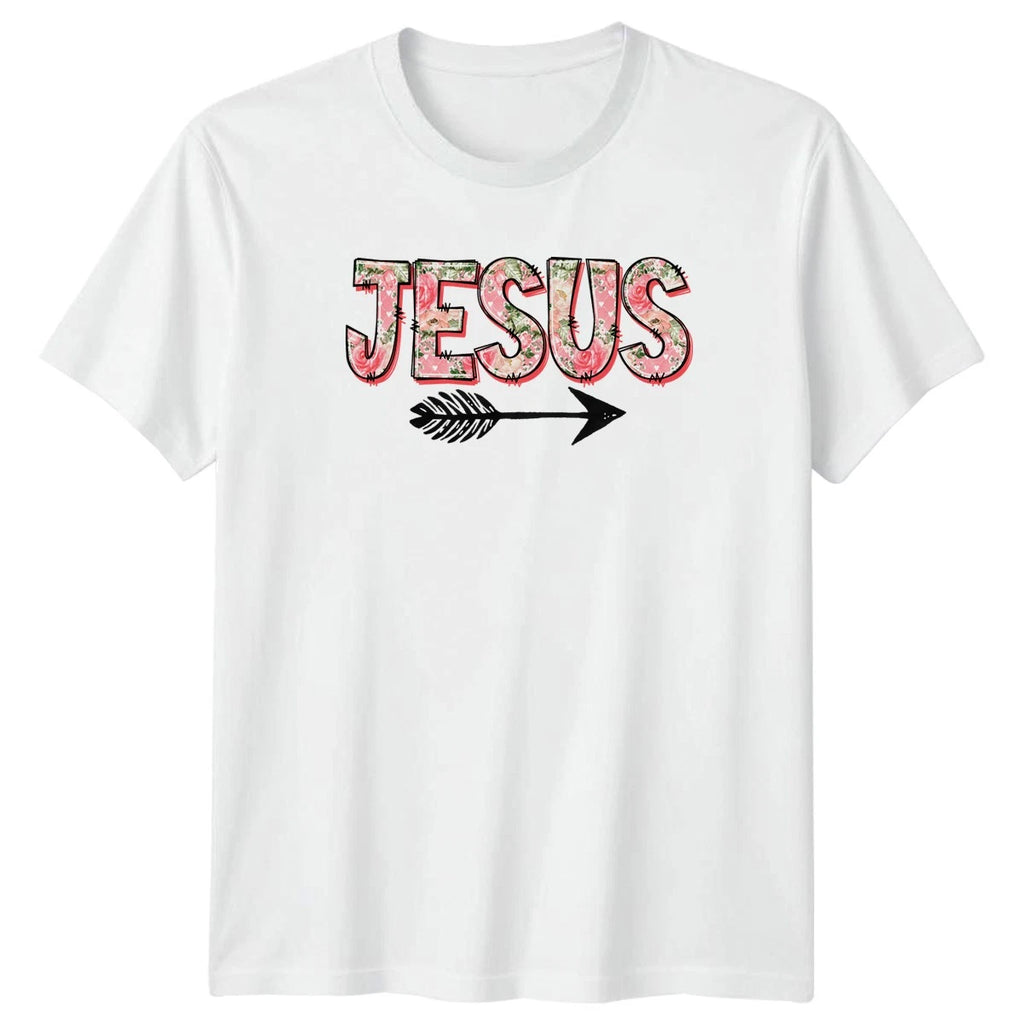 Jesus Womens T-Shirt Floral Boho Christian 2026 Thanksgiving Gift For Her