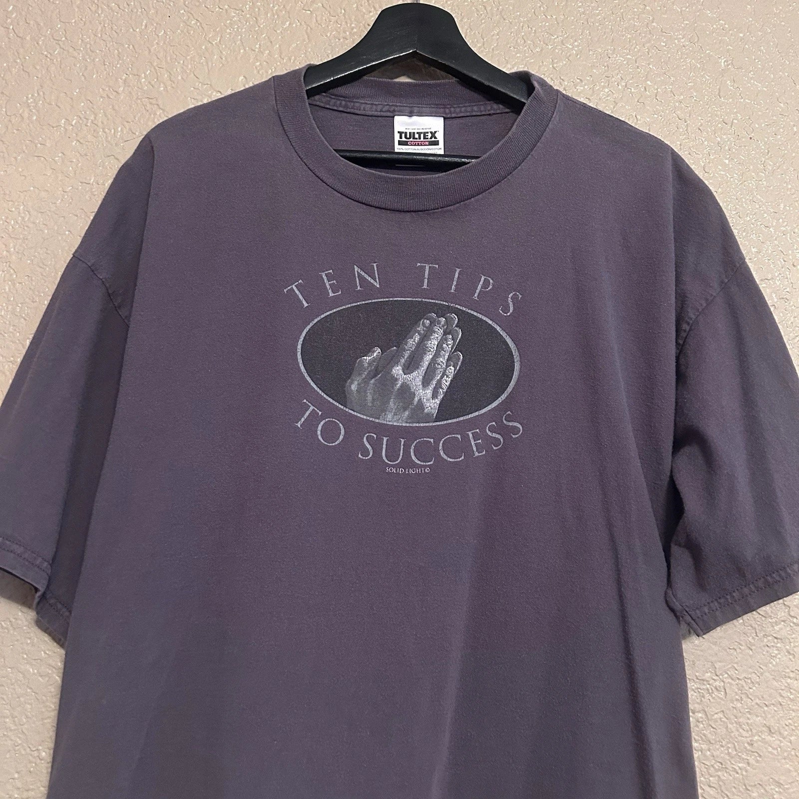 Vintage Y2K Praying Hands Ten Tips To Success Jesus Graphic T-Shirt Men Size 2XL