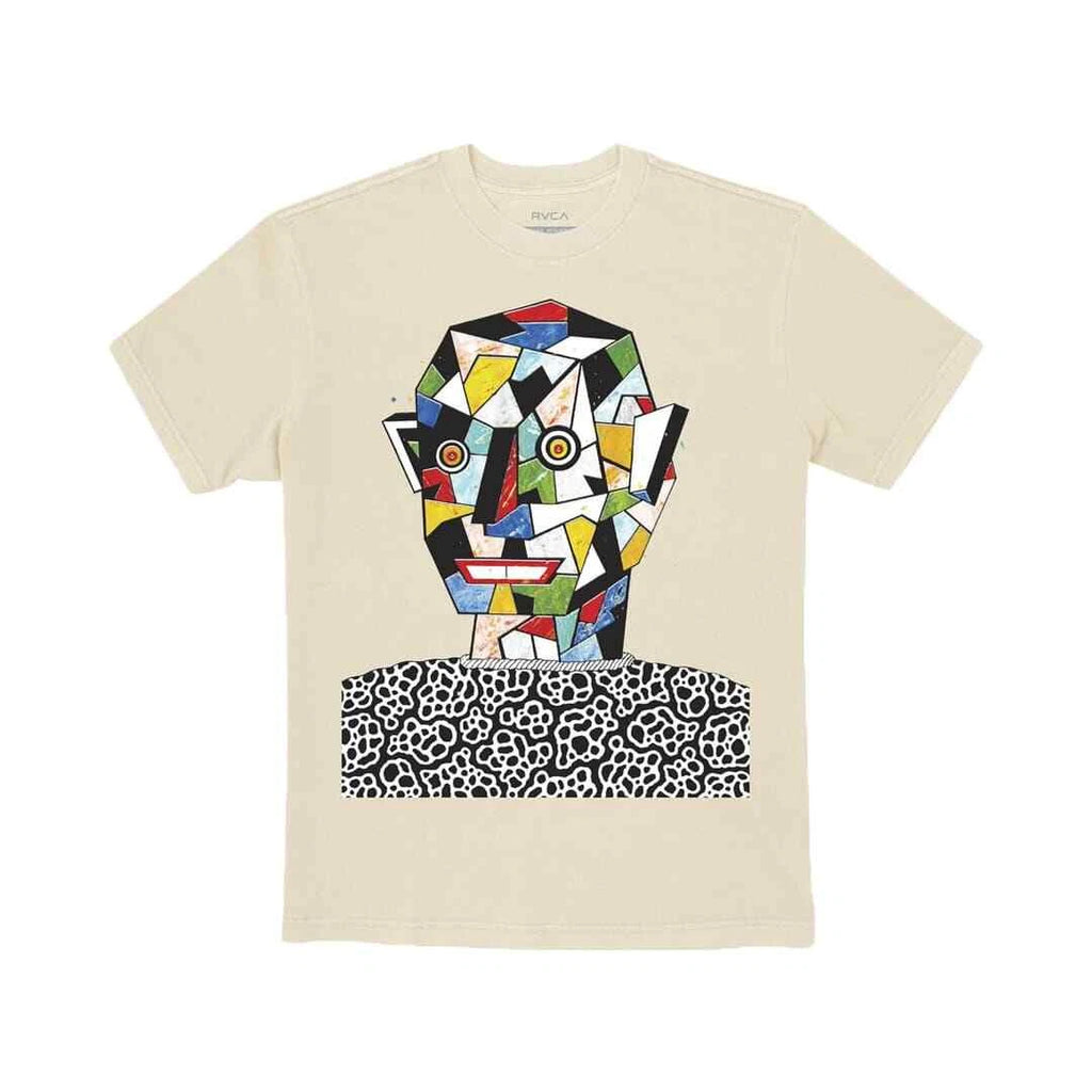 RVCA "Matt Leines Facet Face" Short Sleeve Tee (Silver Bleach) Graphic T-Shirt