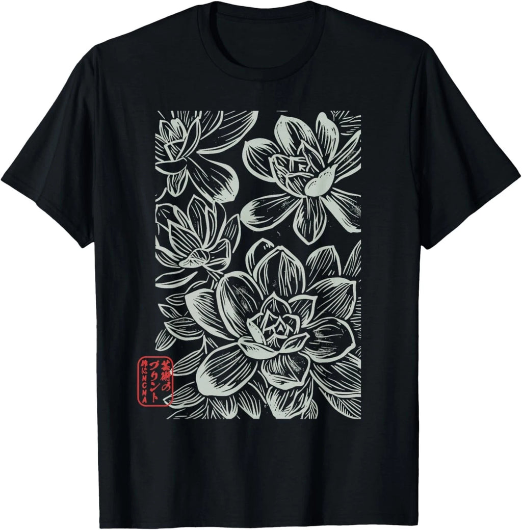 Japanese Boho Flowers – Sumi-e Style Floral Botanical Art T-Shirt