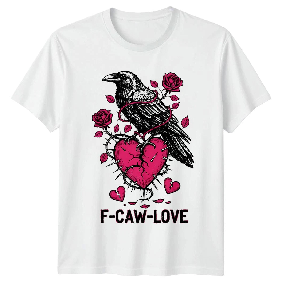 F-Caw-Love T-Shirt Raven Crow Tattoo Style Goth Culture Gift For Him And Her