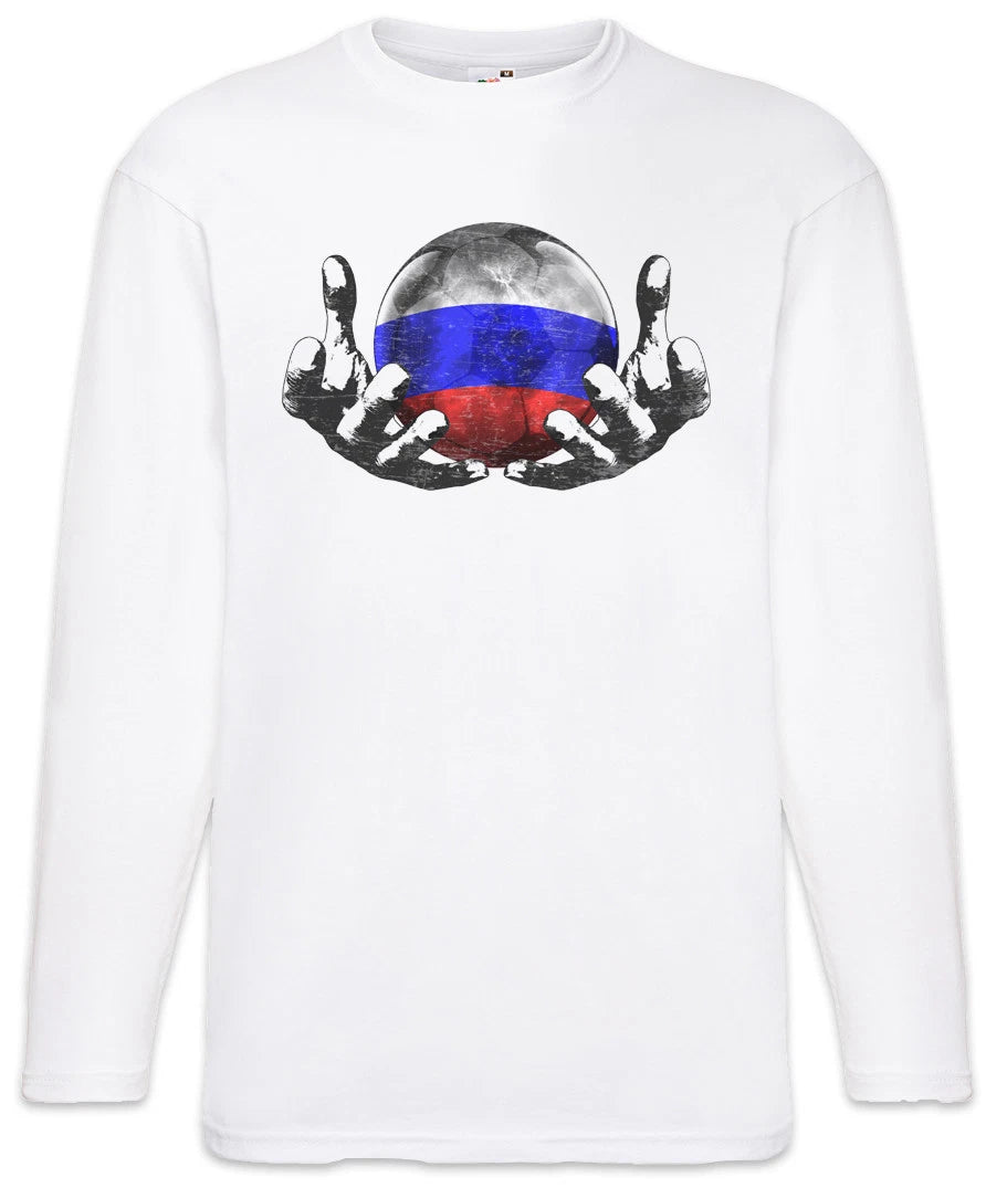 Russia Football Magic Ball Men Long Sleeve T-Shirt Russian Soccer Flag