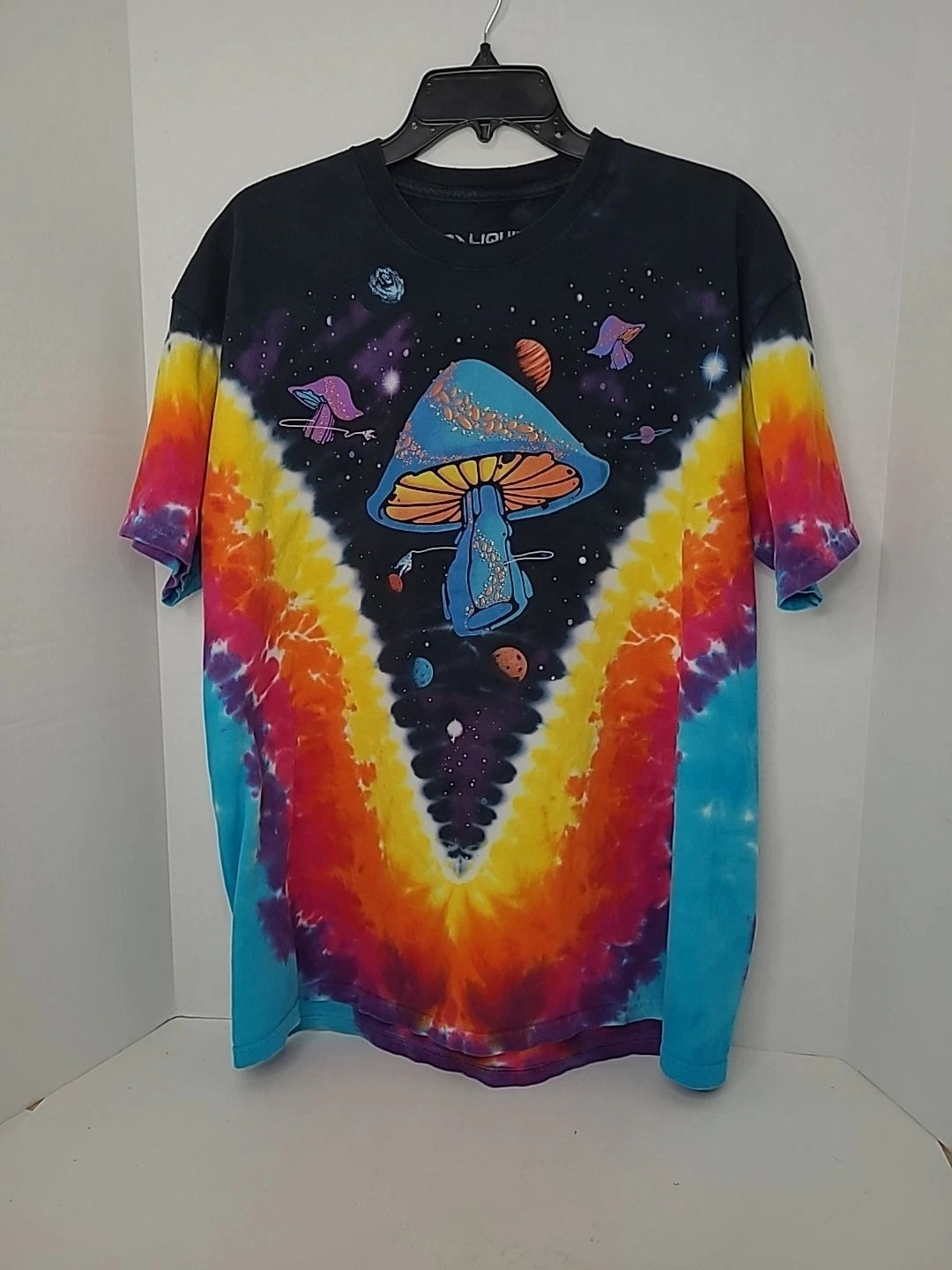 Liquid Blue Tie Dye T-Shirt Size XL Space Mushrooms Rasta Vibes Groovy AOP