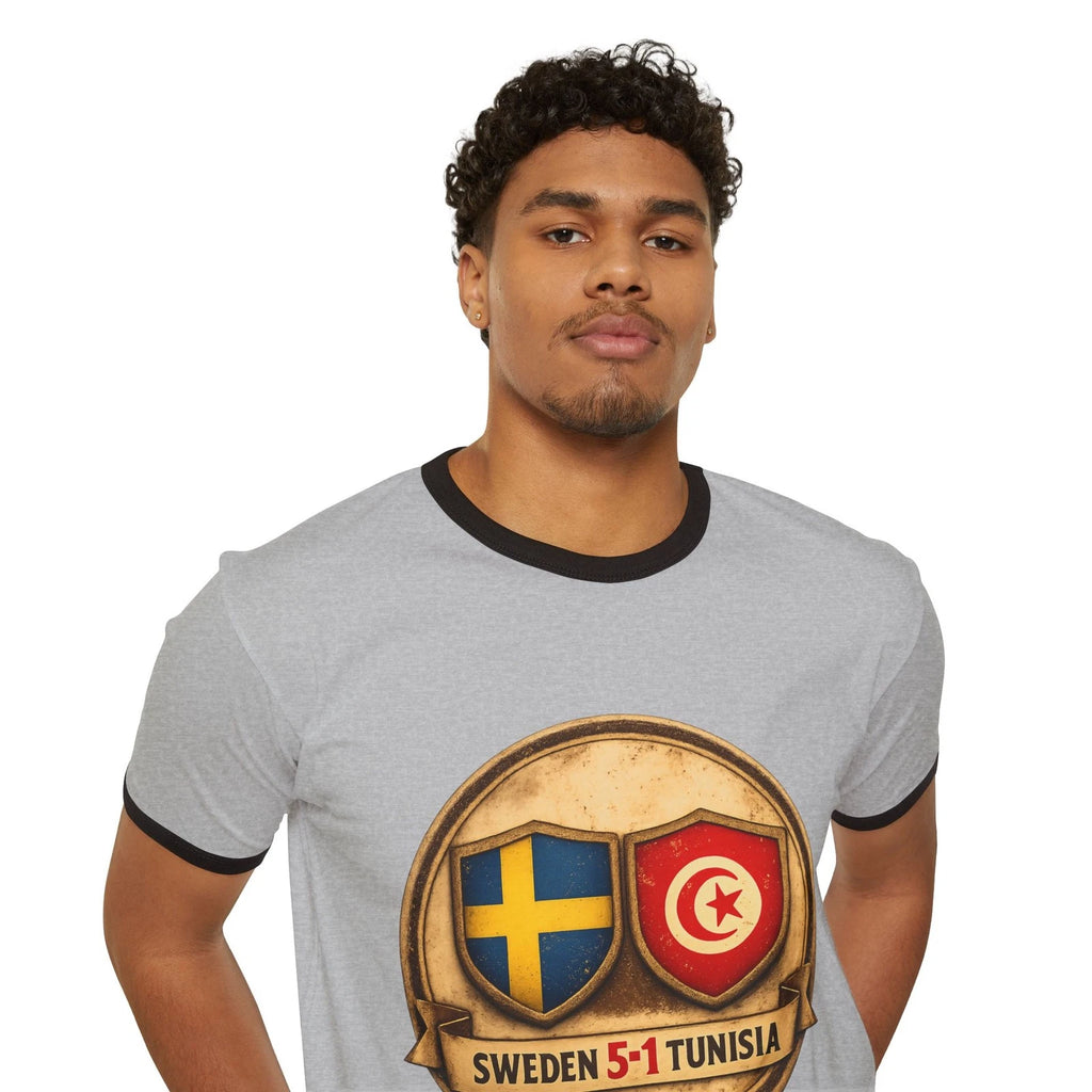 Sweden vs Tunisia Score Emblem T-Shirt | Soccer Match Graphic