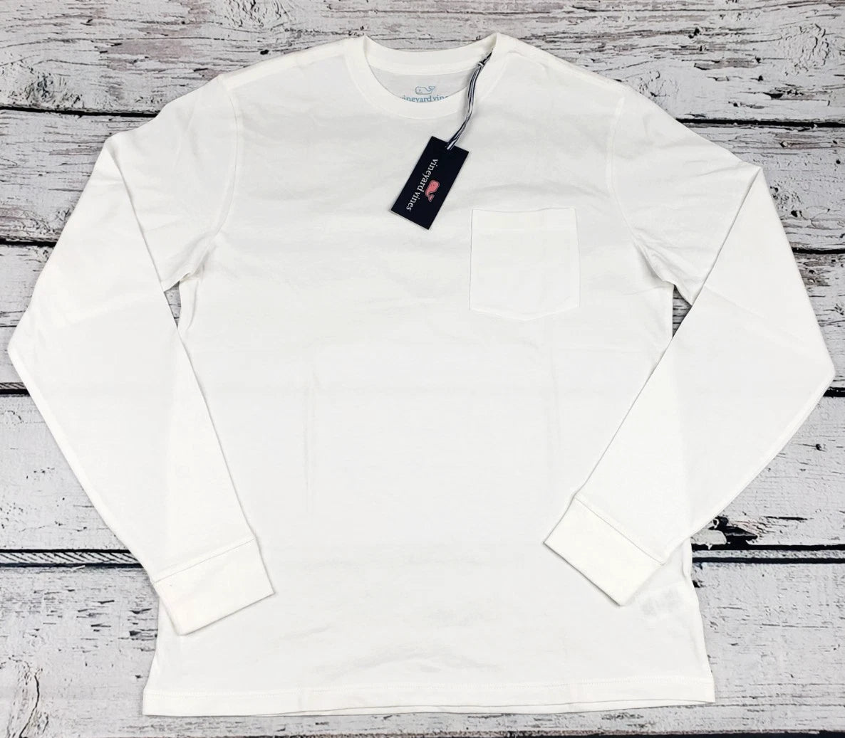 Vineyard Vines Men's Long Sleeve Pocket T-Shirt White Size Small (S) - NEW