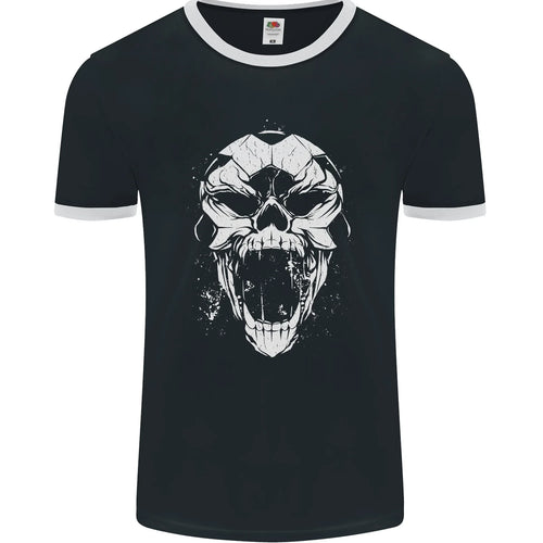 A Football Skull Footy Soccer Mens Ringer T-Shirt FotL