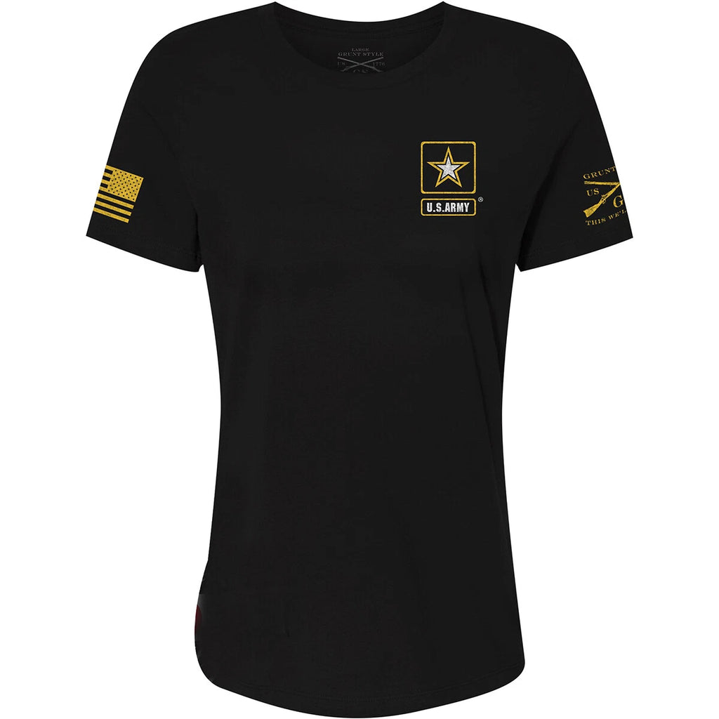 Grunt Style Women's Relaxed Fit Army - Basic Full Logo T-Shirt - Black