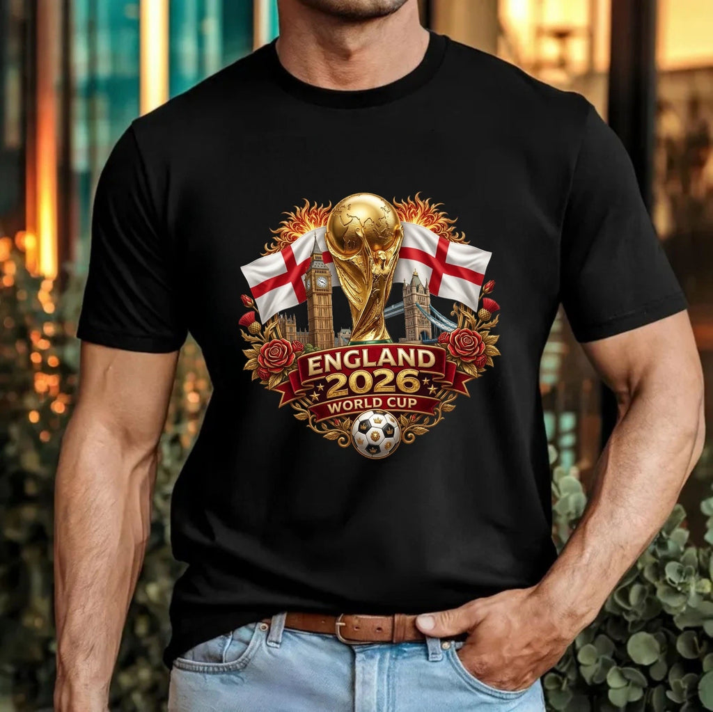 England 2026 World Cup T-Shirt Big Ben Trophy Football Fan Unisex Gift Tee Top