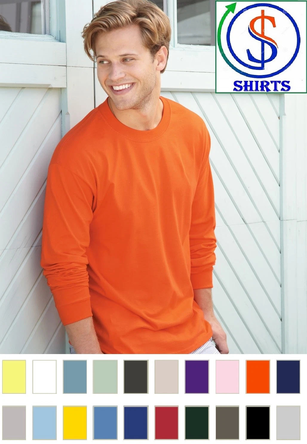 Hanes 5186- Long Sleeve Beefy-T shirt  100% Ringspun Cotton S-3XL Ribbed cuffs