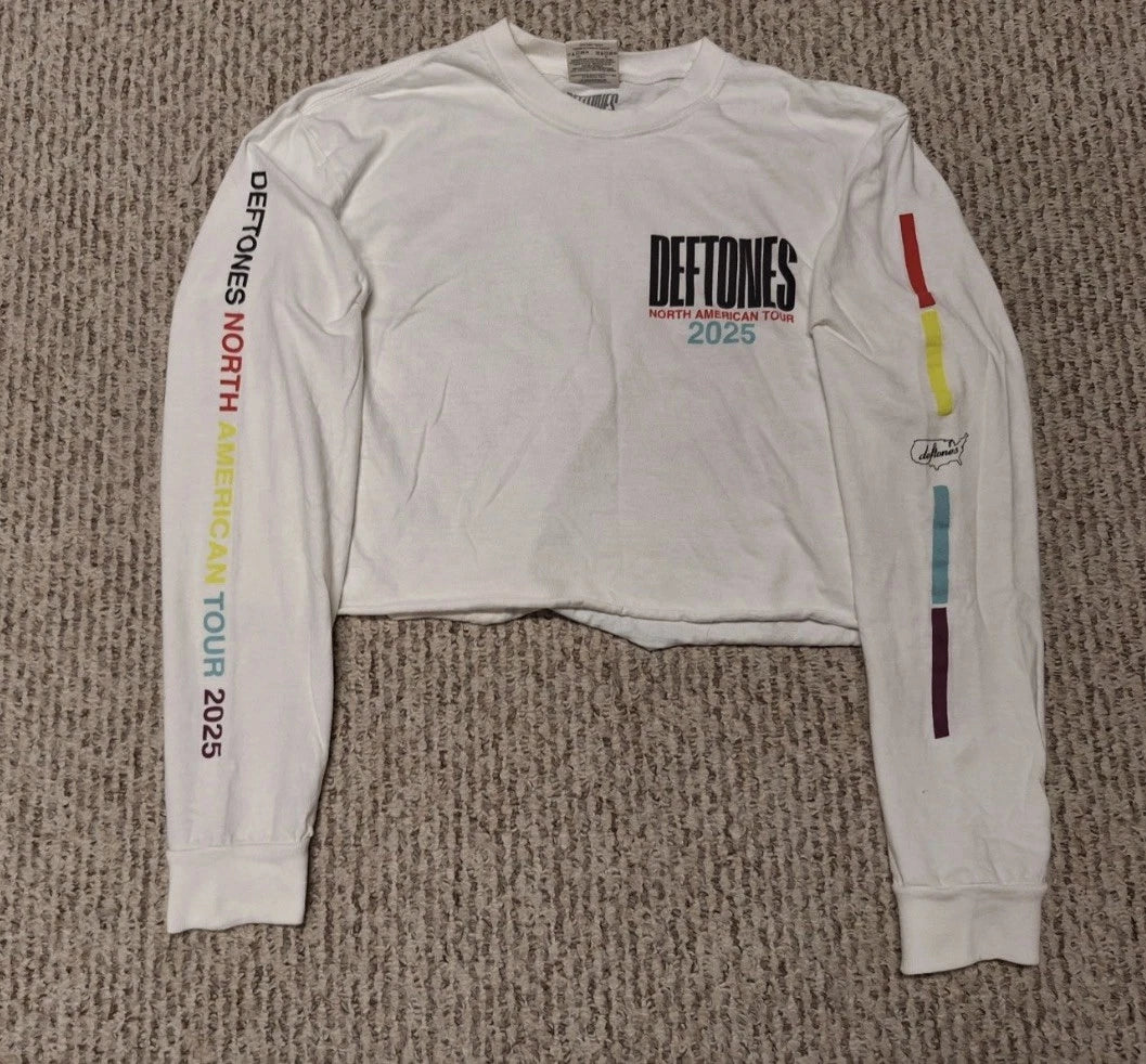 2025 DEFTONES L SHIRT Band Tour Nu Metal Punk Rock Tour White Long Sleeve CUT M