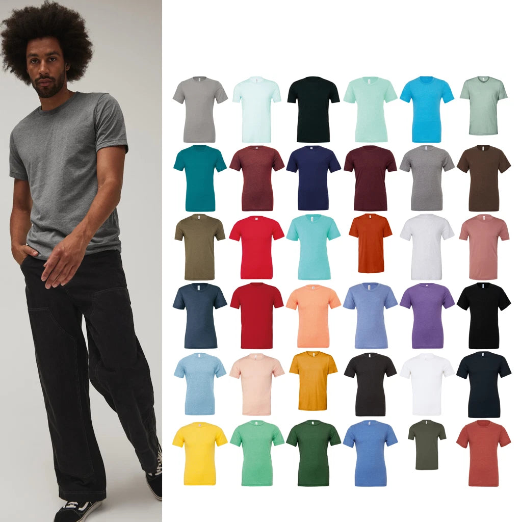 Bella + Canvas Unisex Triblend Crew Neck Tee 3413-Plain Top Short Sleeve T-Shirt