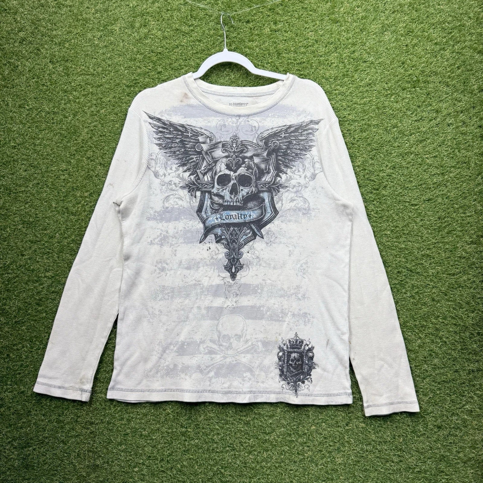 y2k Thermal Shirt Mens XL Cross Cyber Grunge Y2K Waffle Knit Punk 90s 2000s