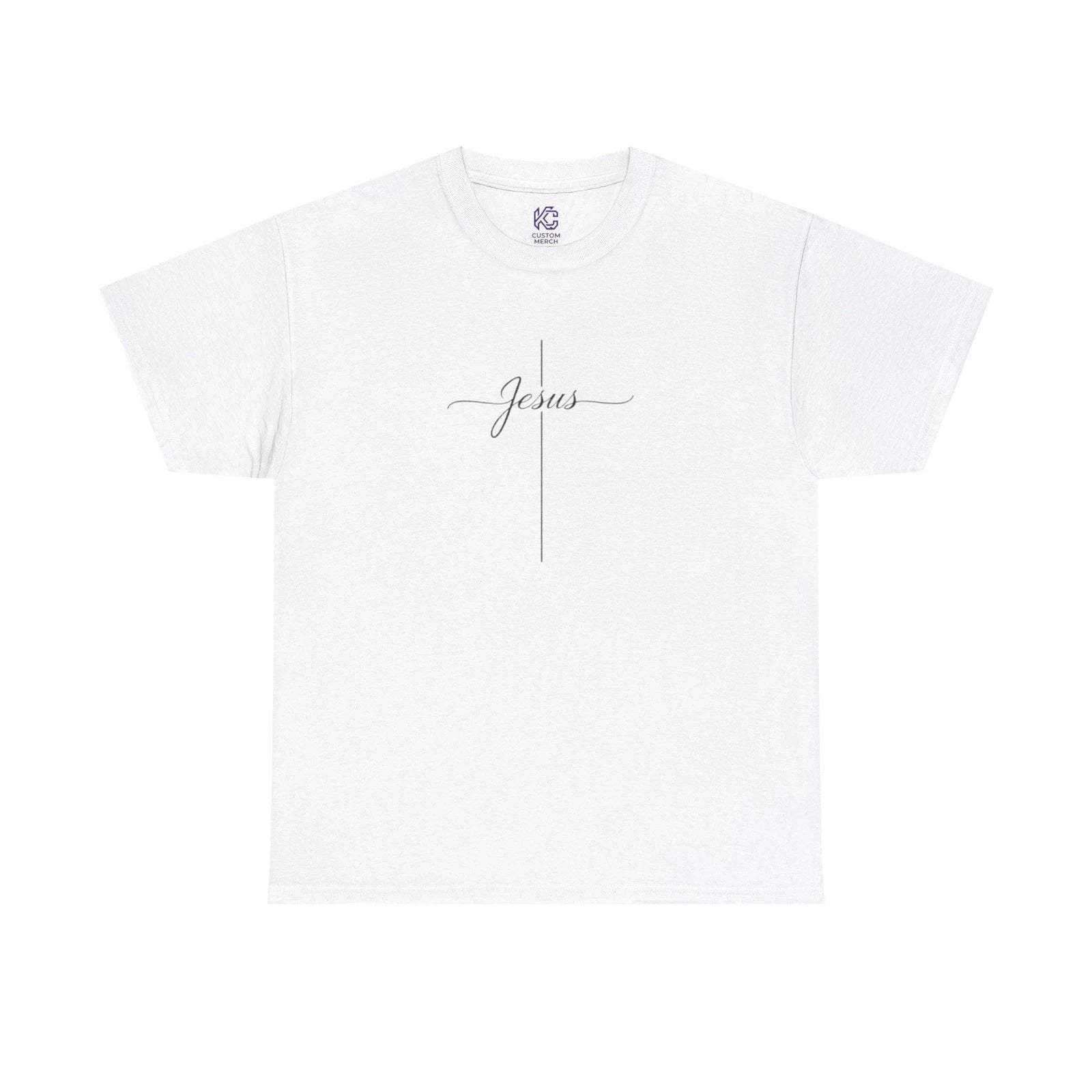 Jesus Script Cross T-Shirt — Minimalist Faith Tee