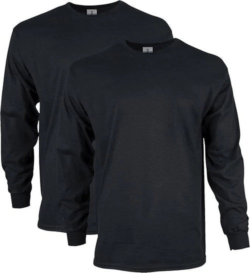 2-Pack Gildan Adult Ultra Cotton Long Sleeve T-Shirts Large Black Unisex
