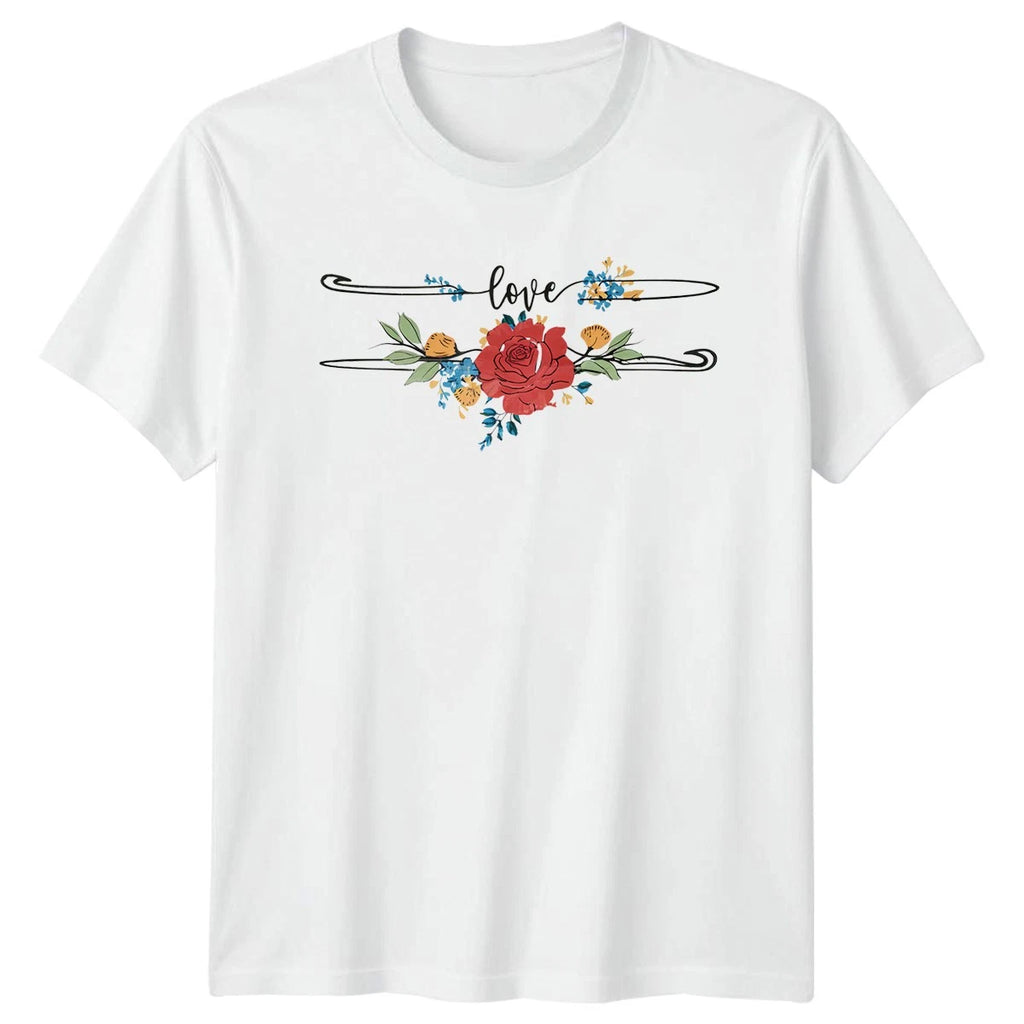 Love Womens T-Shirt Floral Romance Valentines Day Gift For Her